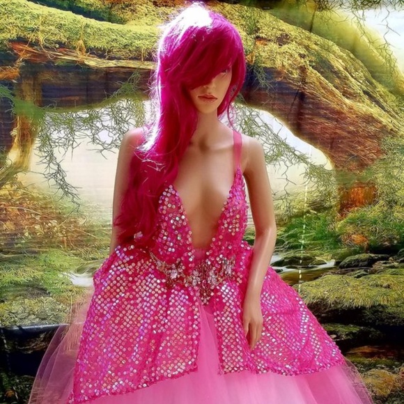 SWARA Iridescent Pink Sequin Wedding Ballgown Set